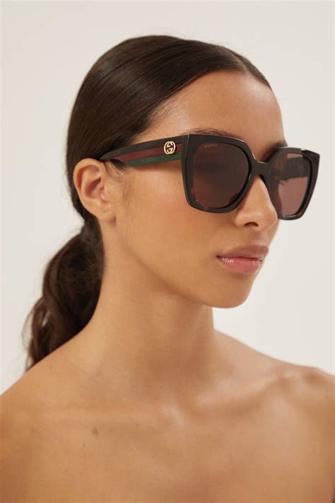 gucci havana sunglasses womens|gucci brown havana oversized sunglasses.